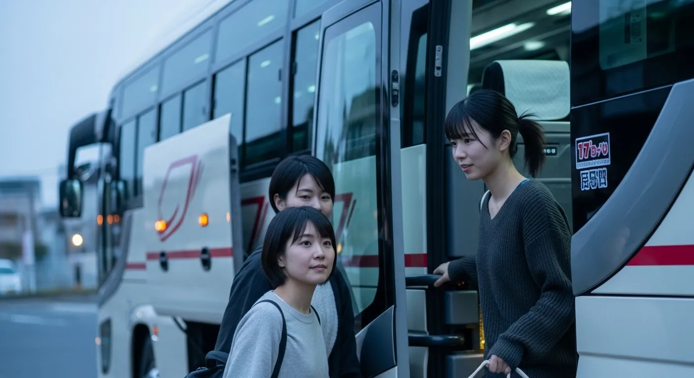 バスで梅田に早朝到着した様子